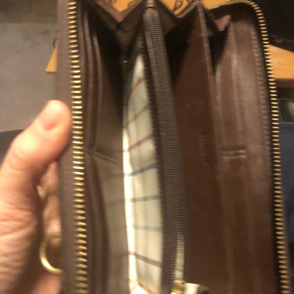 Coach Brown and Tan Signature Wallet, used, zipper pull missing - Picture 3 of 12